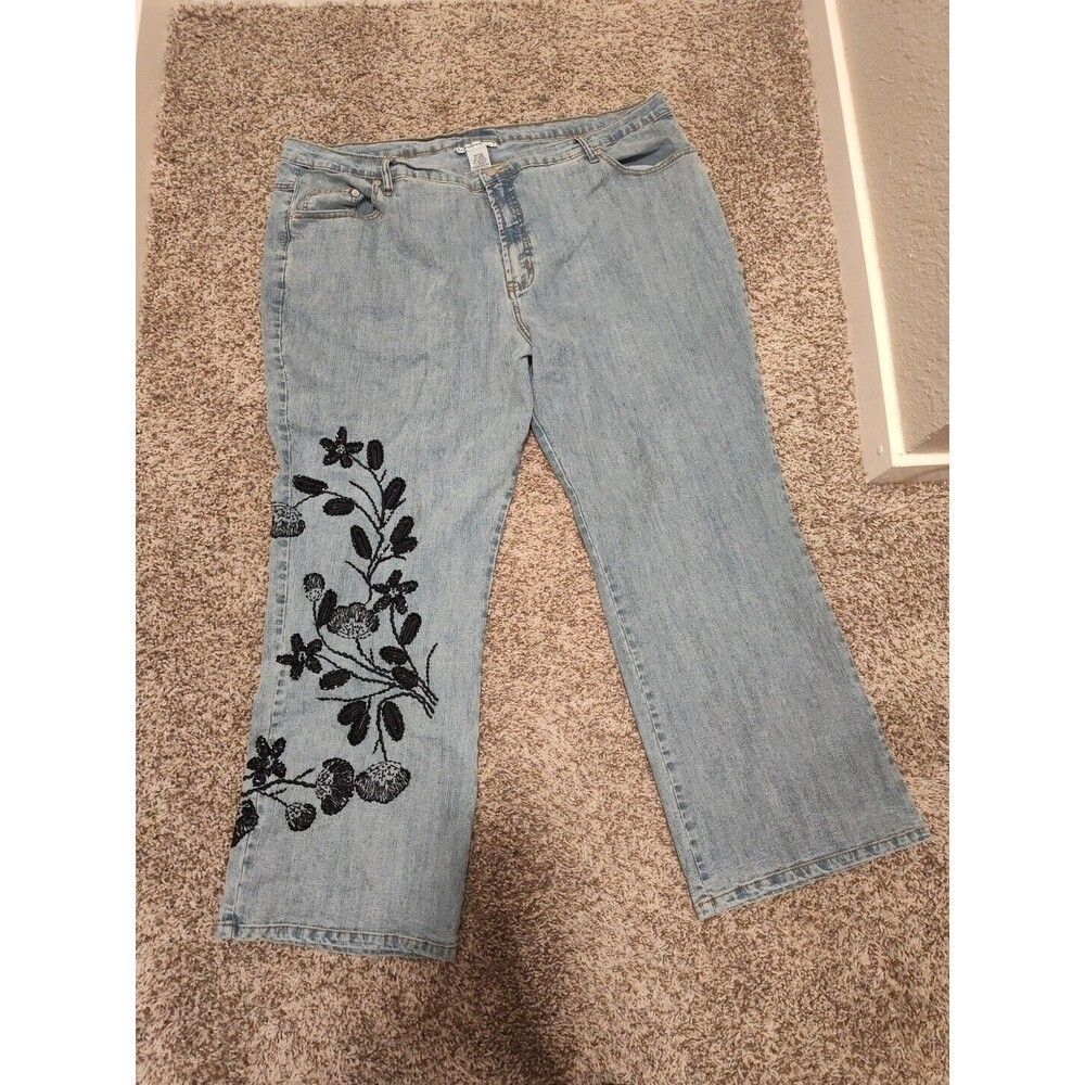 Denim 24/7 Embroidered Flower hippie Boho Y2K Women's Jeans 30W